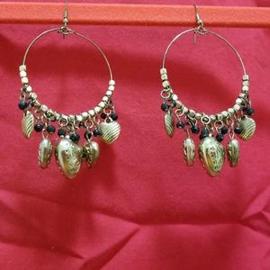 Goldtone Heart Charm Earrings